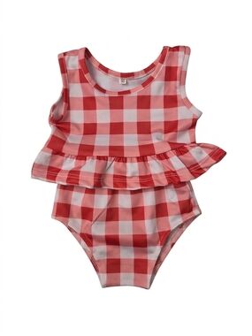 Red Gingham Ruffle Two Piece Swimsuit Size 90 / 18-24M